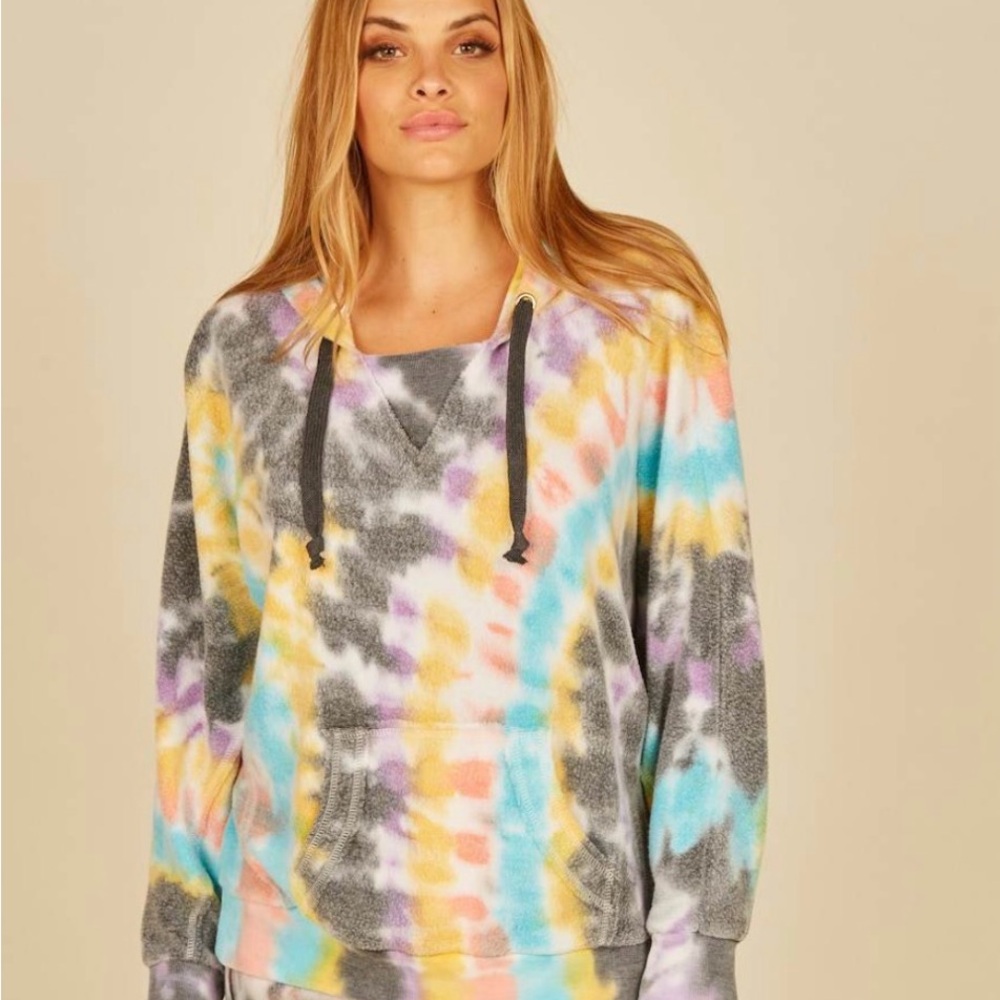 Vintage Havana Pastel Tie-Dye Hooded Pullover Sweatshirt